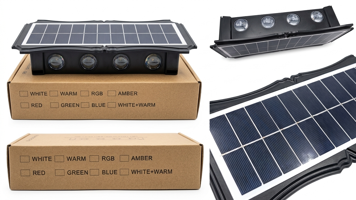 Foco Solar 8 LED Aplique Exterior Patio