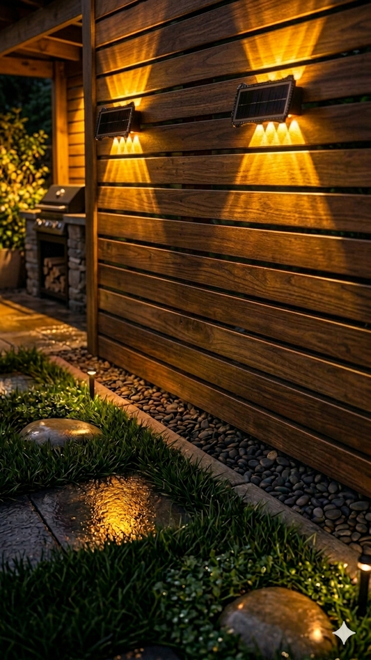 Foco Solar 8 LED Aplique Exterior Patio