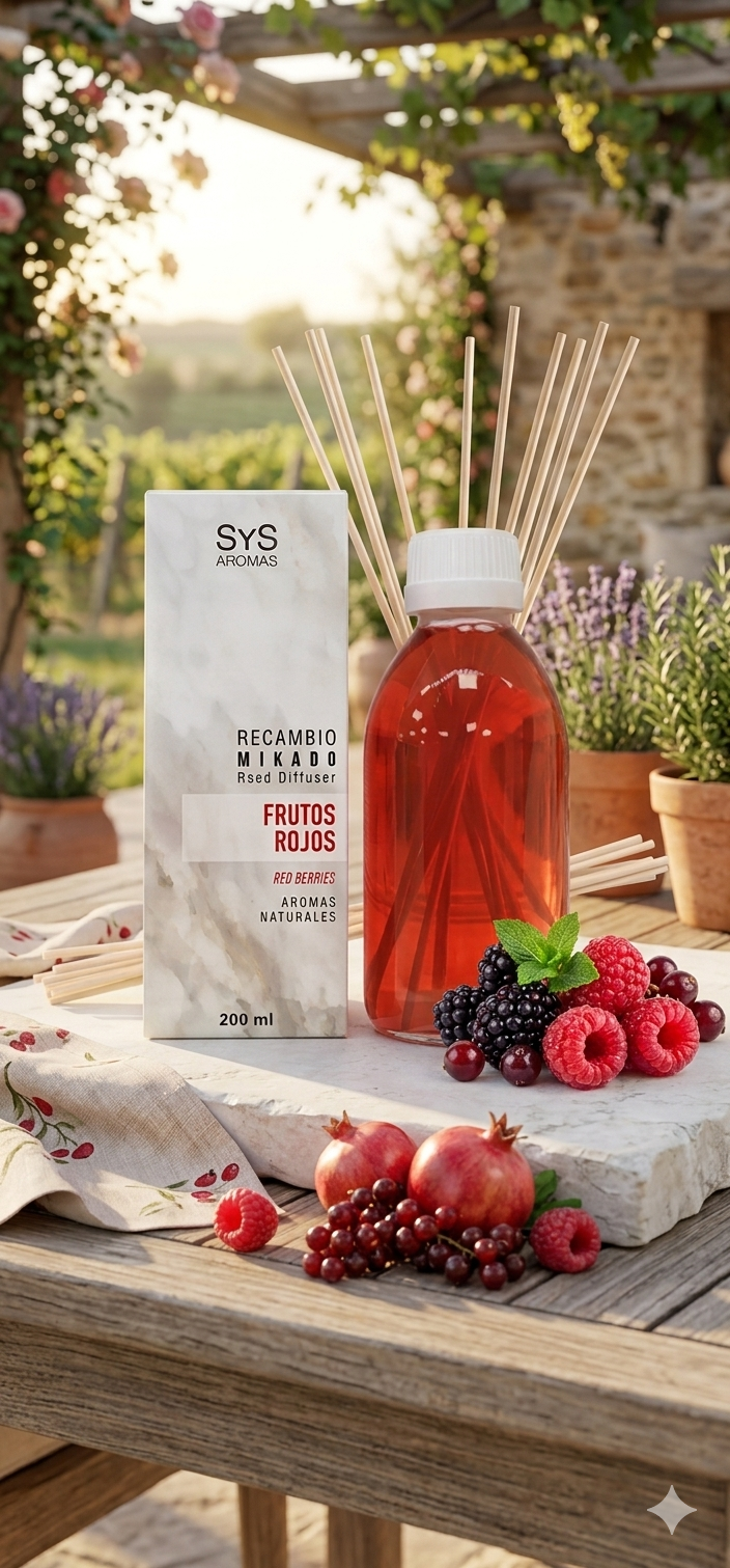 Recambio Ambientador Mikado Frutos Rojos 200ml + Varillas